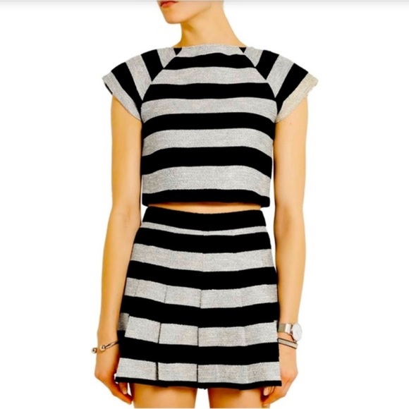 Alice & Olivia Striped‎ Cotton-Blend Jacket & Shorts set size 4